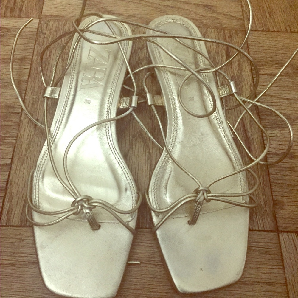 Zara gold wrap sandals Sz.38